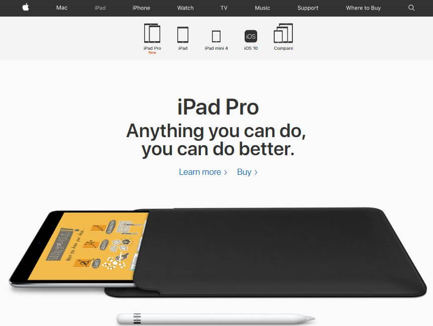 Apple website branding example