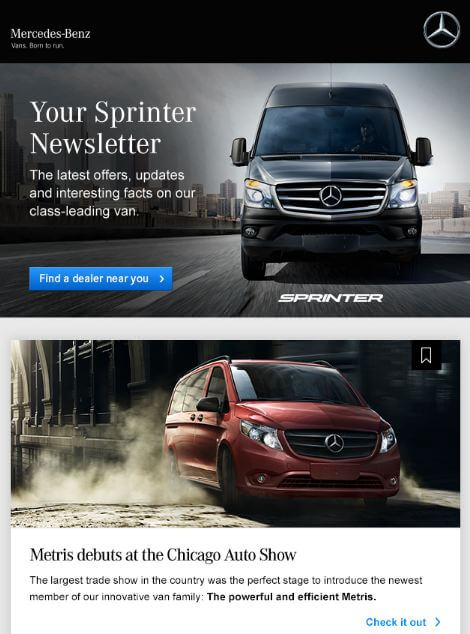 Mercedes Benz newsletter example