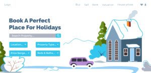 hotel winter promo titled 'book a perfect place for holidays'