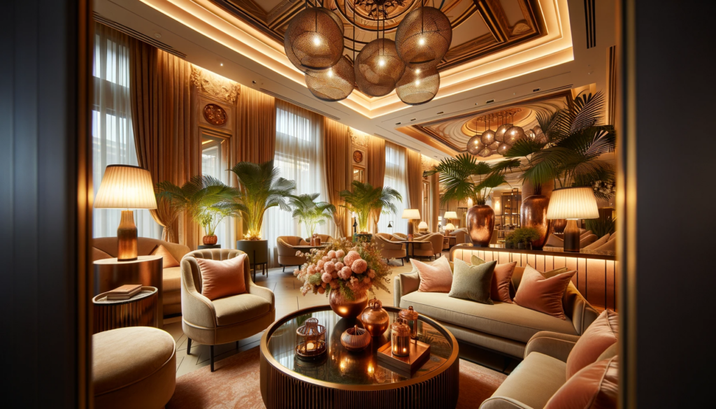Elegant boutique hotel lobby interior